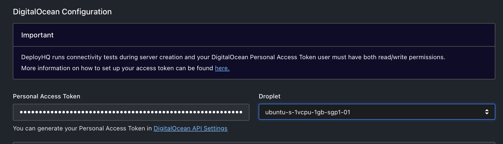 DHQ DO integration config token