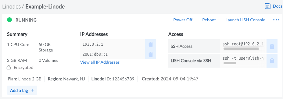 linode VPS details